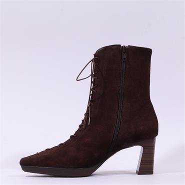 Hispanitas Bangkok Laced Heel Ankle Boot - Brown Suede